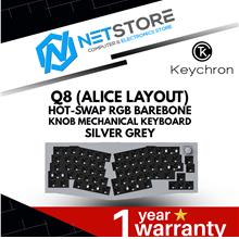KEYCHRON Q8 (ALICE LAYOUT) BAREBONE KNOB KEYBOARD SILVER GREY