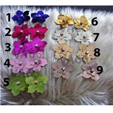 Handmade DIY Faux Leather Flowers 8 Metallic Colors Iron On Applique