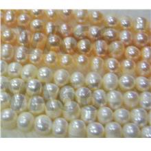 DIY 14" Fresh Water Pearls Round Pearl Beads White Ivory Peach Mutiara