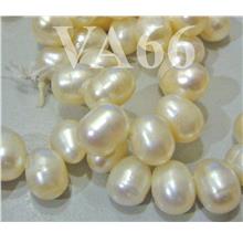 DIY 14" L Fresh Water Cultured Pearls 2 Way Beads Oval Puffy White Bea