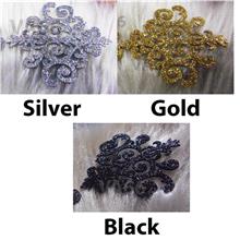 Glitter Silver Gold Black Iron On Patch Applique Vintage Lace Motif