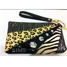Wedding Clutch Wristlet Bag: leopard/zebra, Horse Leather, Bling Bling