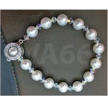 Swarovski Pearl Bracelet Handmade 18K Zircon Buckle Clasp Gelang