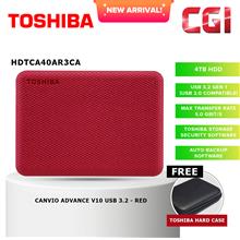 Toshiba 4TB Canvio Advance V10 USB 3.0 Portable Hard Drive - Red