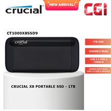 Crucial X8 1TB 1,050 MB/s USB 3.2 Gen-2 Portable SSD - CT1000X8SSD9