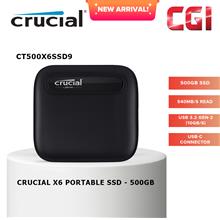 Crucial X6 500GB 540MB/s USB 3.2 Gen-2 Portable SSD - CT500X6SSD9
