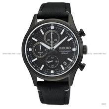 SEIKO SSB421P1 Men's Chronograph Quartz Leather Nylon Strap Black
