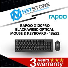 RAPOO X120 PRO BLACK WIRED OPTICAL MOUSE &amp; KEYBOARD - 18652