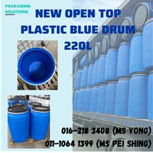 NEW OPEN TOP PLASTIC BLUE DRUM 220L