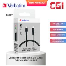 Verbatim 66667 120cm Sync &amp; Charge Type-C to Type-C PVC Cable- Black
