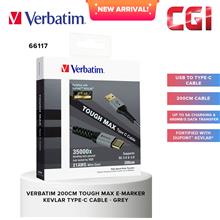 Verbatim 66117 200cm Tough Max E-Marker Kevlar USB to Type-C Cable