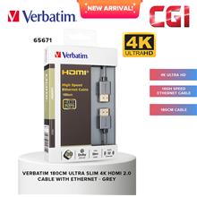 Verbatim 65671 180cm Ultra Slim 4K HDMI 2.0 Cable with Ethernet - Grey