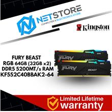 KINGSTON FURY BEAST RGB 64GB 5200MT/s DDR5 CL40 DIMM DESKTOP MEMORY