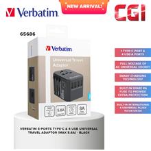 Verbatim 65686 5-Ports Type-C &amp; 4 USB Universal Travel Adaptor - Black