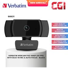 Verbatim 66631 Webcam Full HD 1080P with Built-in Mic - Black