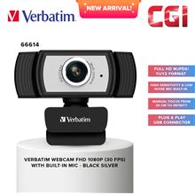 Verbatim 66614 Webcam Full HD 1080P with Built-in Mic - Black/Silver