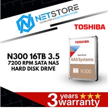 TOSHIBA N300 16TB 3.5 7200 RPM SATA NAS HARD DISK DRIVE - HDWG31GAZSTA