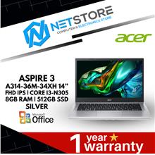 ACER ASPIRE 3 A314-36M-34XH 14” FHD|I3-N305 8GB RAM | 512GB SSD SILVER