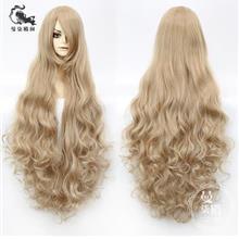 Cosplay wig 100cm curl wig blonde rambut palsu/ ready stock