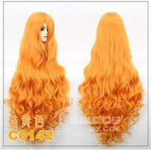 Cosplay wig 100cm orange curl wig / cos/ ready stock