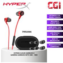 HyperX Cloud Earbuds II Gaming Headphones with Mic -Red (705L8AA)