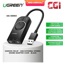 Ugreen (CM129) 40964 USB External Stereo Sound Adapter (15m) - Black