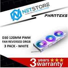 PHANTEKS D30 120MM PWM FAN REVERSED DRGB 3 PACK - WHITE