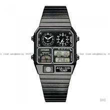 CITIZEN JG2105-93E Ana-Digi Temp Dual Time Quartz SS Bracelet Black