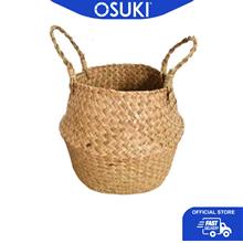 OSUKI Tree Flower Plant Pot Basket Storage Foldable Rattan (20 x 18cm)