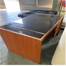 Wooden Office / Director Table with Glass Top