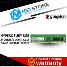 KINGSTON HYPERX FURY 8GB 2400MT/s DDR4 CL15 DIMM - HX424C15FB3/8