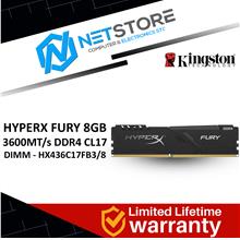 KINGSTON HYPERX FURY 8GB 3600MT/s DDR4 CL17 DIMM - HX436C17FB3/8
