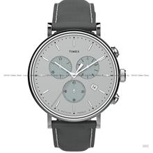 TIMEX TW2T67500 Men's Fairfield Chronograph 41mm Leather Strap Grey