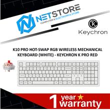 KEYCHRON K10 PRO HOT-SWAP RGB WIRELESS KEYBOARD (WHITE) - KEYCHRON RED