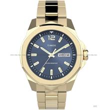 TIMEX TW2W13800 Essex Avenue Day Date 44mm SS Bracelet Blue Gold