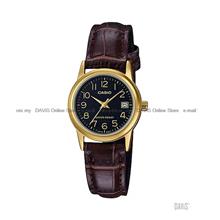 CASIO LTP-V002GL-1B STANDARD Analog Date 25mm Leather Black Brown