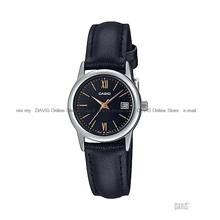 CASIO LTP-V002L-1B3 STANDARD Analog Date 25mm Leather Strap Black