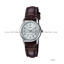 CASIO LTP-V002L-7B2 STANDARD Analog Date 25mm Leather Silver Brown