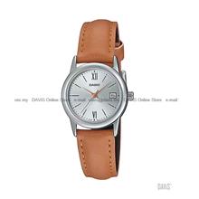 CASIO LTP-V002L-7B3 STANDARD Analog Date 25mm Leather Silver Brown