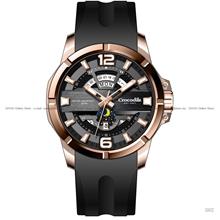 Crocodile Watch CR7145.128 Day Date Day Night Quartz 46mm Black Gold