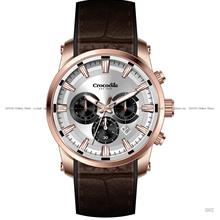 Crocodile Watch CR7375.118C Chronograph 45mm Leather Silver Brown Rose