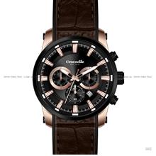 Crocodile Watch CR7375.128C Chronograph 45mm Leather Black Brown Rose