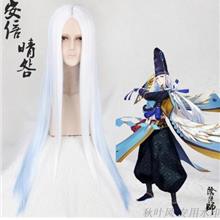 Cosplay hair wig 100cm white mix blue/ rambut palsu/ ready stock