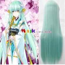 Cosplay wig 100cm long straight mint green ready stock