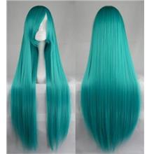 Cosplay wig 100cm long straight green blue ready stock