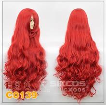 Cosplay hair wig 100cm fire red long wig/ rambut palsu/ ready stock