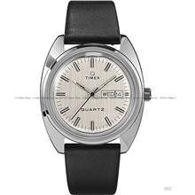 TIMEX TW2U87900 Q Timex 1978 Reissue Day-Date 37mm Leather Silver