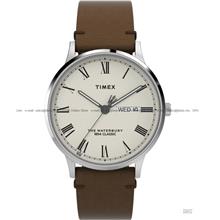 TIMEX TW2W50600 Waterbury Classic Day Date Quartz 40mm Leather Cream