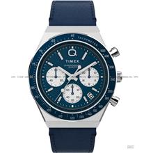 TIMEX TW2W51700 Q Timex Chronograph Quartz 40mm Leather Strap Blue