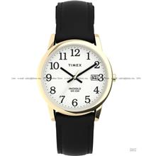 TIMEX T2H291 Easy Reader Date Quartz 35mm Leather Strap White Black